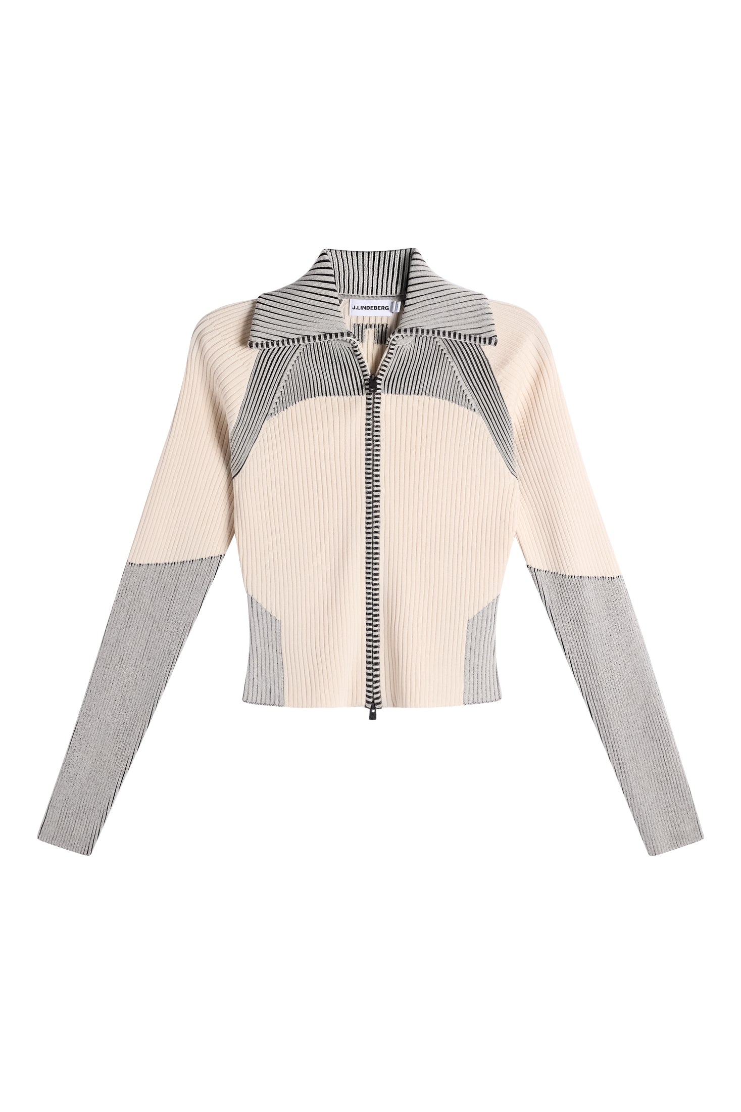 Terri Contrast Rib Zip Sweater / Moonbeam | J.Lindeberg Official