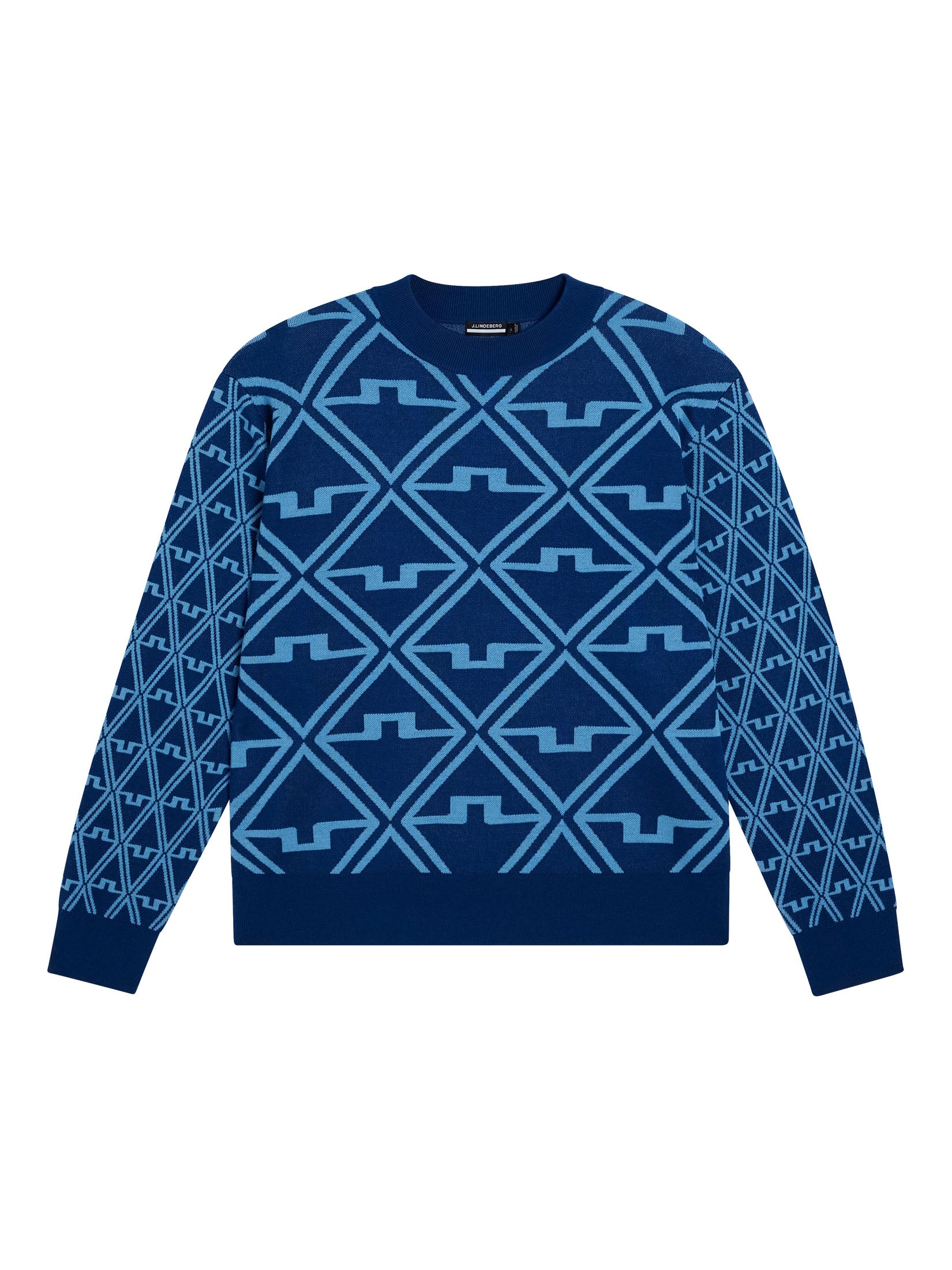Isaac Jacquard Knitted Sweater Estate Blue Diamond
