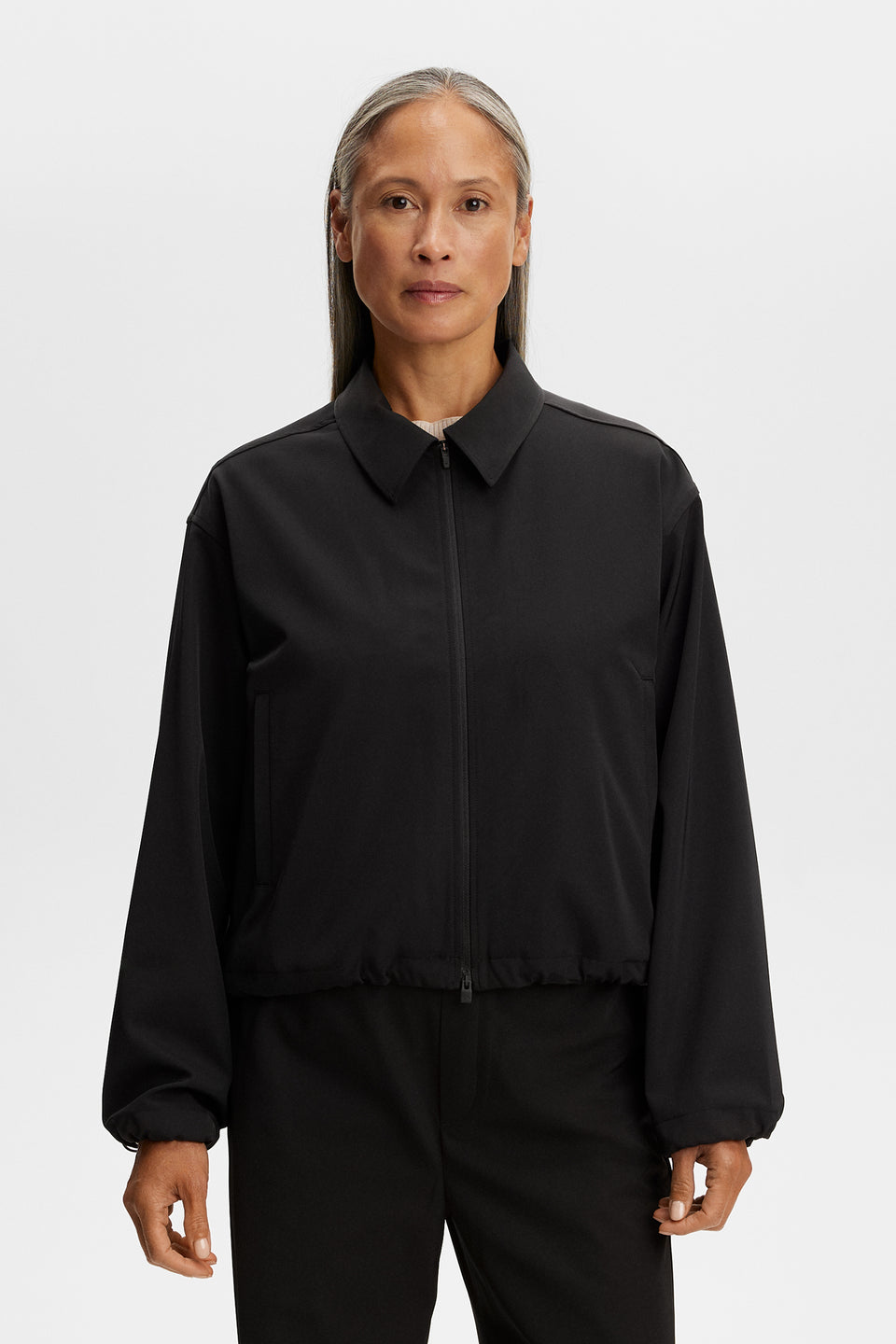 Mellie Tech Drape Overshirt / Black