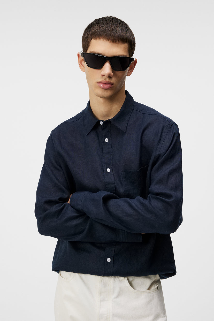 Reg LS Clean Linen Shirt / JL Navy J.Lindeberg