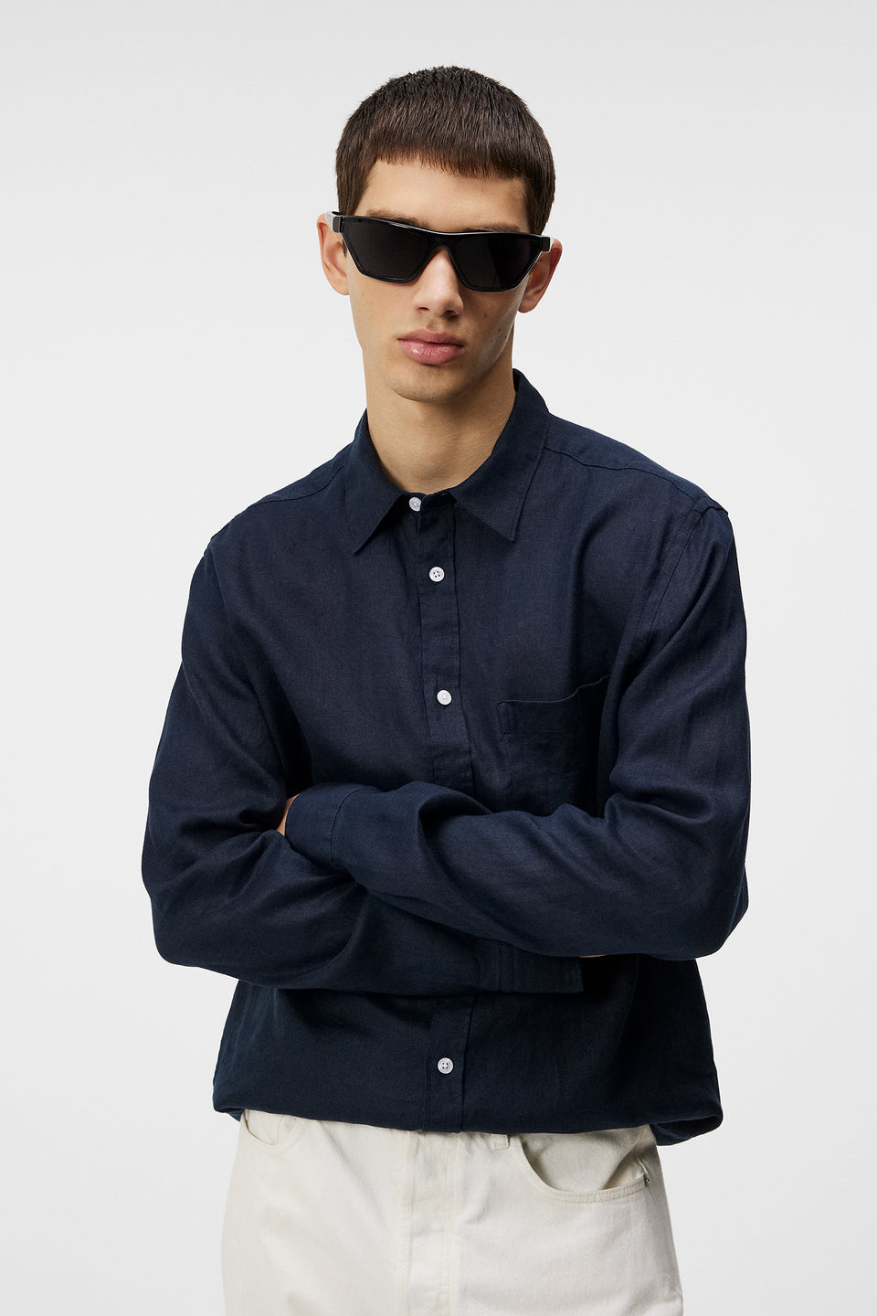 Reg LS Clean Linen Shirt / JL Navy