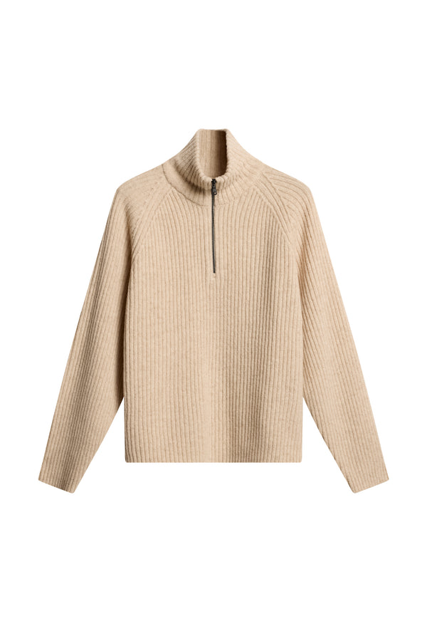 Victor Zip Wool Sweater / Moonbeam Melange