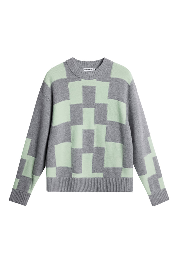 Gavin Stacked Bridge Knit / Light Grey Melange