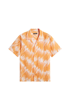 Elio Linen Printed Shirt / Thunderstorm Orange M