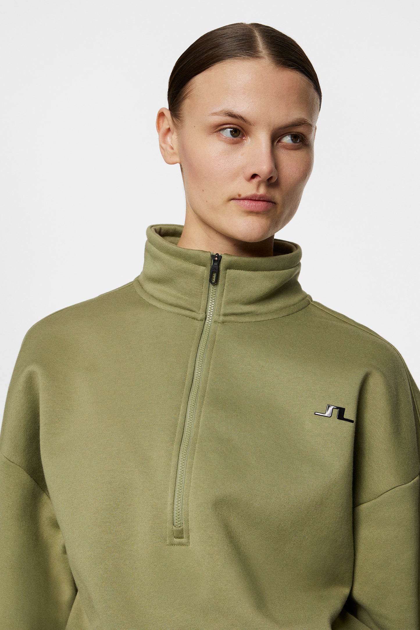 Lucia Zip Mock Neck / Oil Green – J.Lindeberg