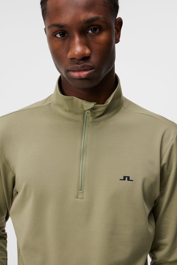 Luke Quarter Zip Mid Layer / Oil Green
