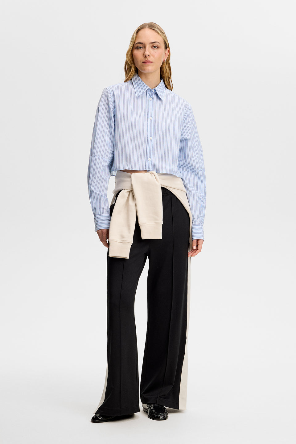 Jelina Cotton Stripe Shirt / Forget-Me-Not