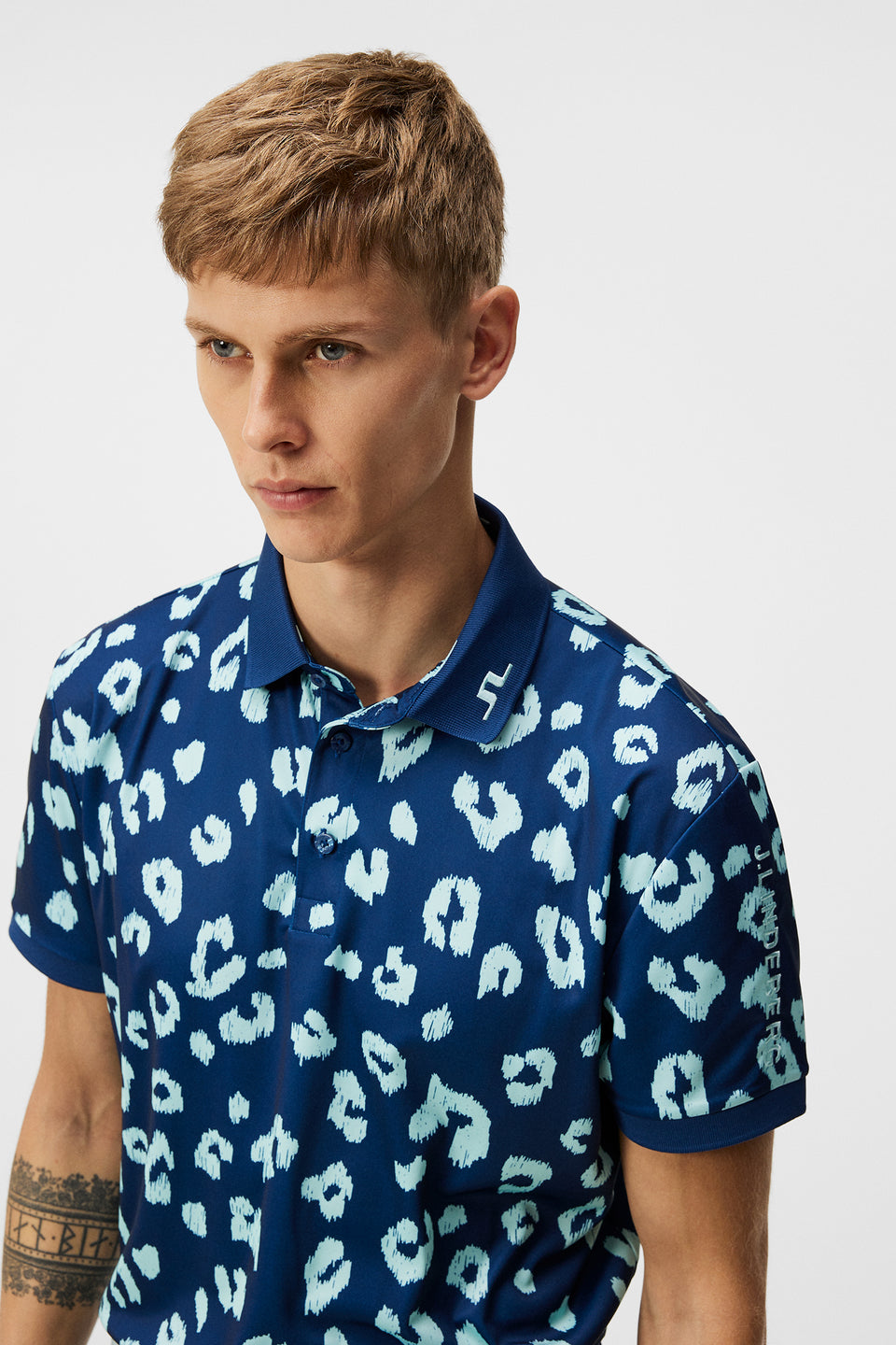 Tour Tech Reg Fit Print Polo / Savanna Estate Blue