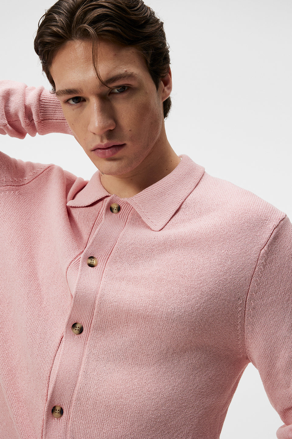 Willem Textured Knit Polo / Powder Pink