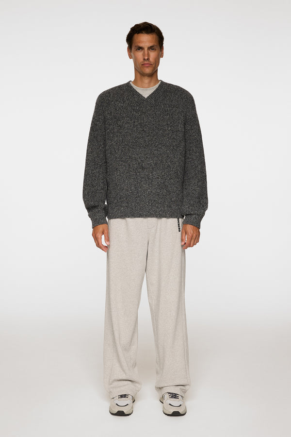 Vitor V-neck Heavy Knit / Dark Grey Melange