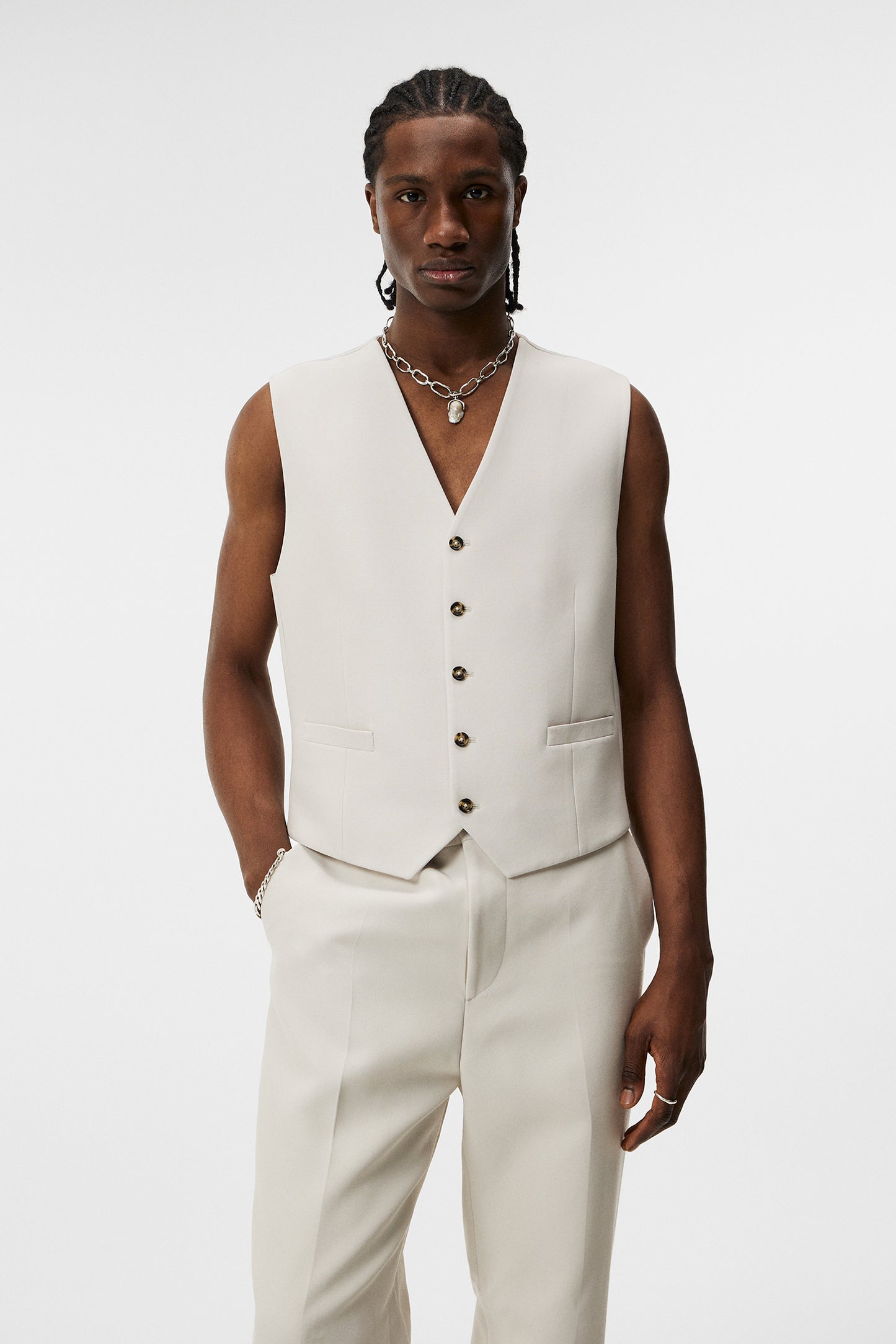 Walid Double weave Waistcoat / Moonbeam