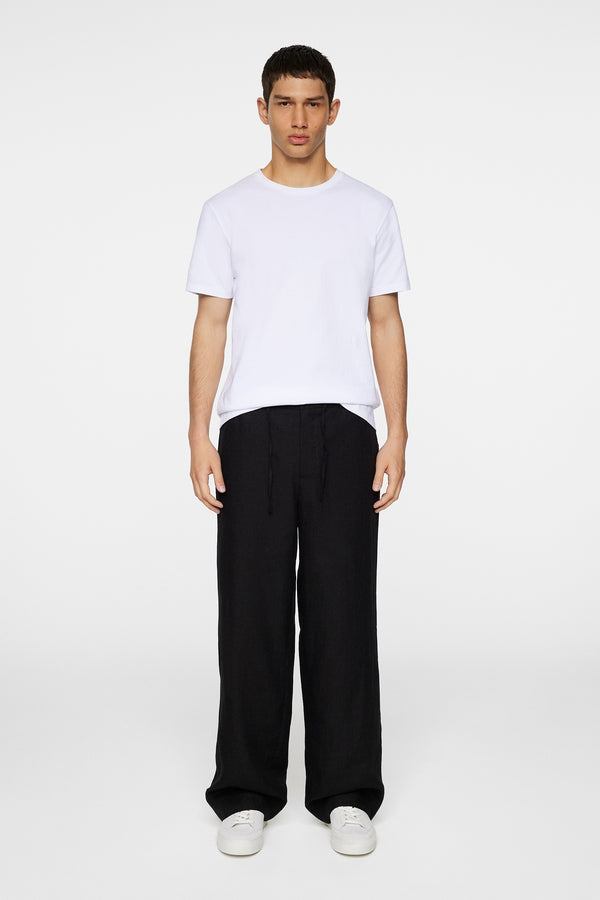 Noah Drape Linen Pants / Black