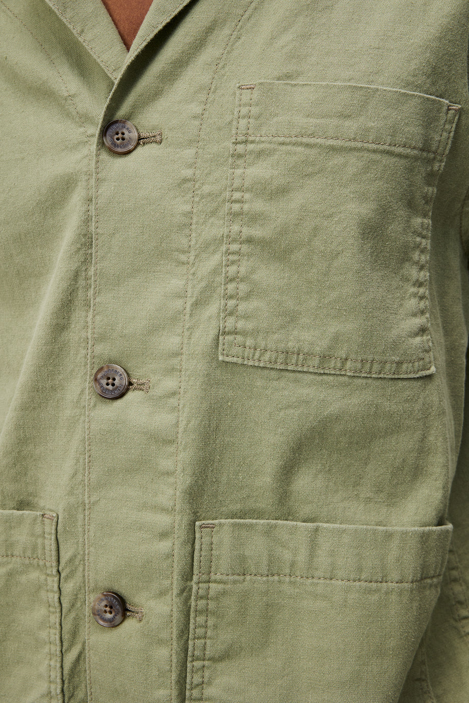Errol Linen workwear overshirt / Oil Green