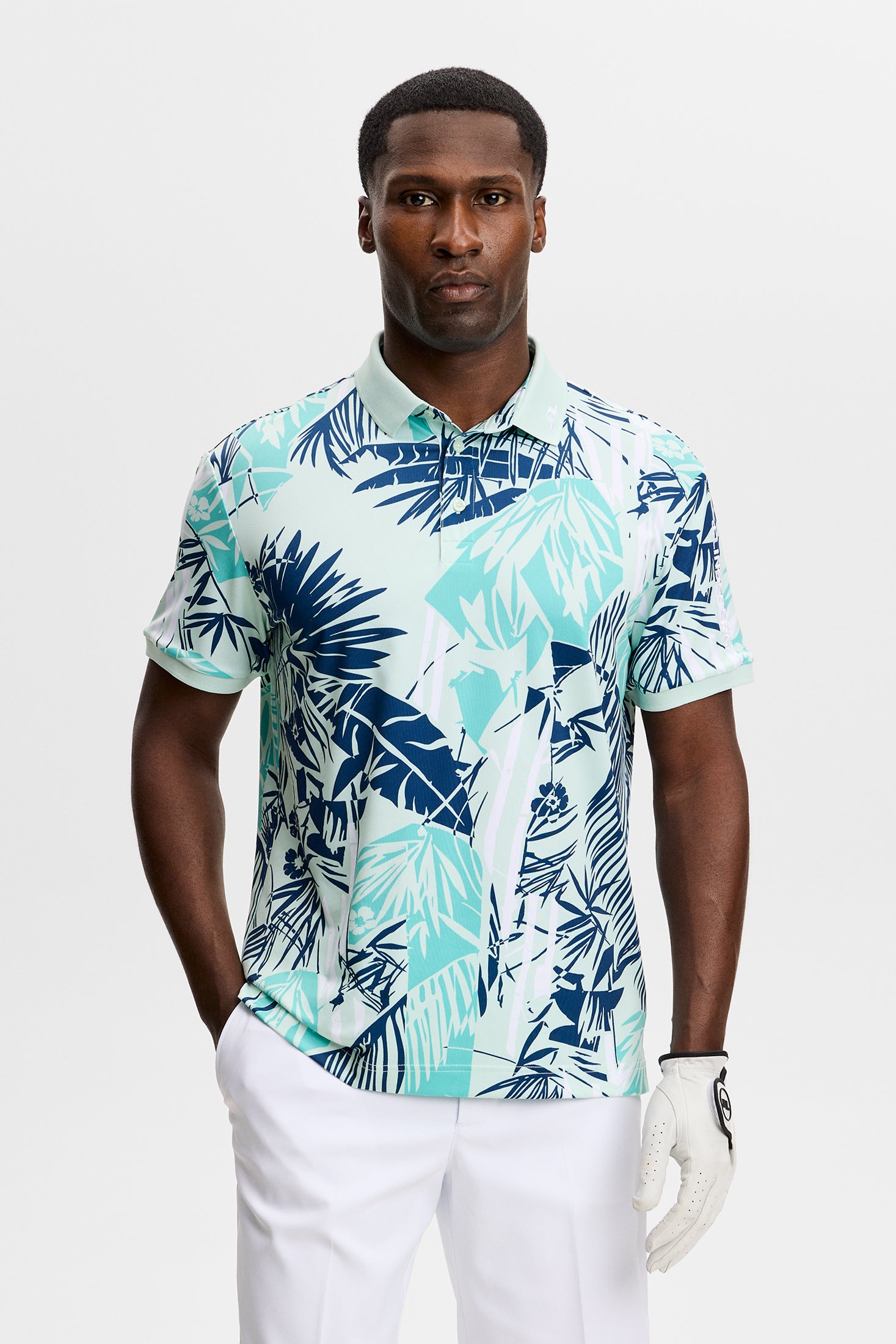 J.LINDEBERG TOUR COLLECTION ジャカード柄スリムポロ Tour Tech Print Polo / Grove Blue L – J.Lindeberg EU