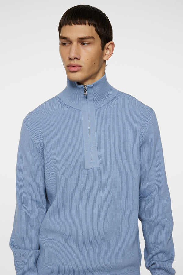 Alex Half Zip Knitted Sweater / Rain Washed