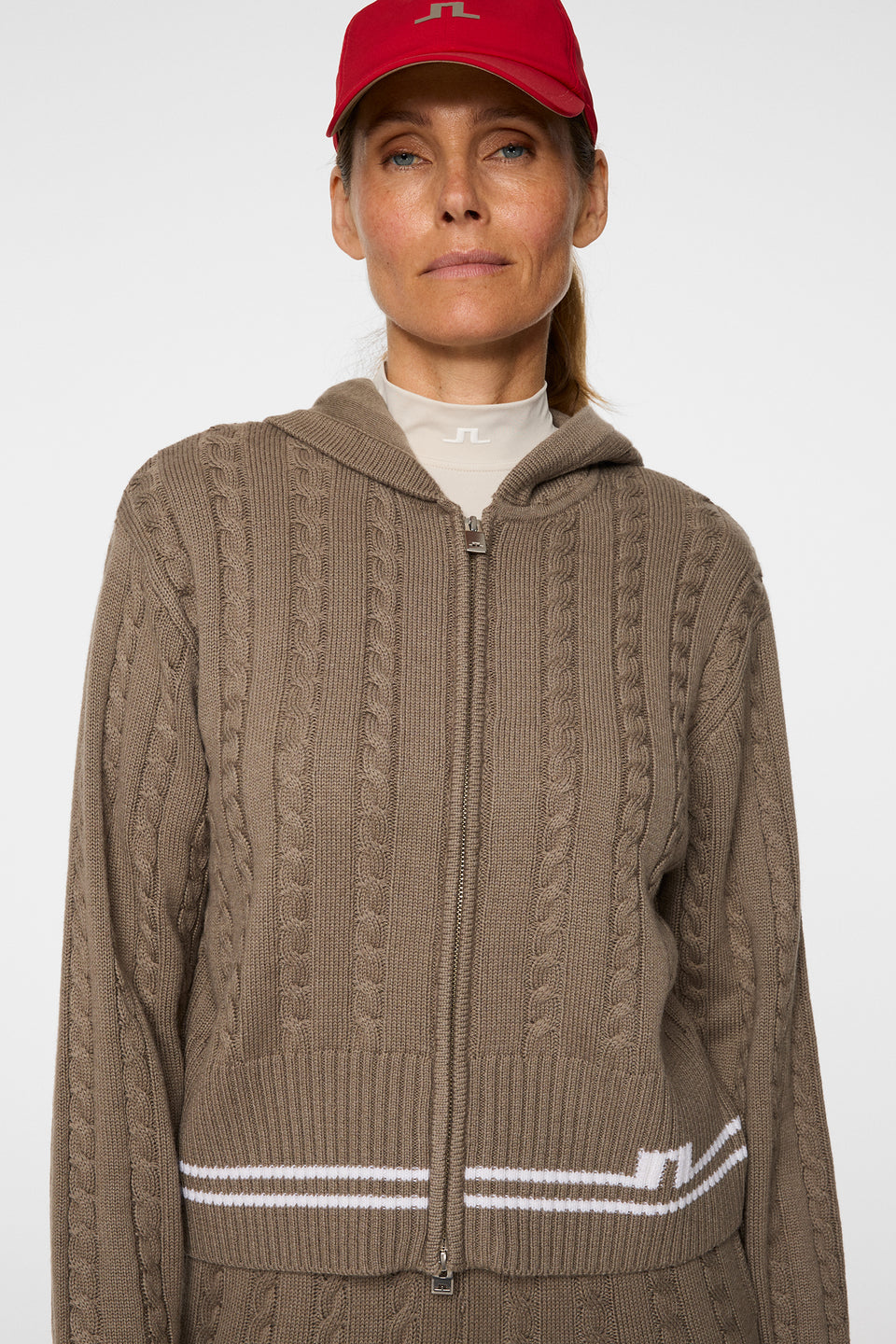 Camilla Cable Knit Wool Hood / Brindle