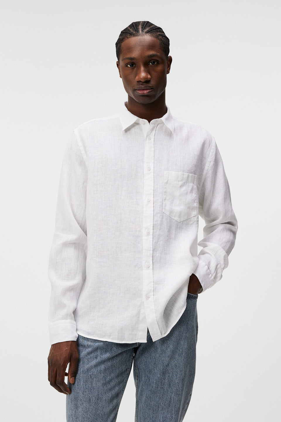 Reg LS Clean Linen Shirt / White