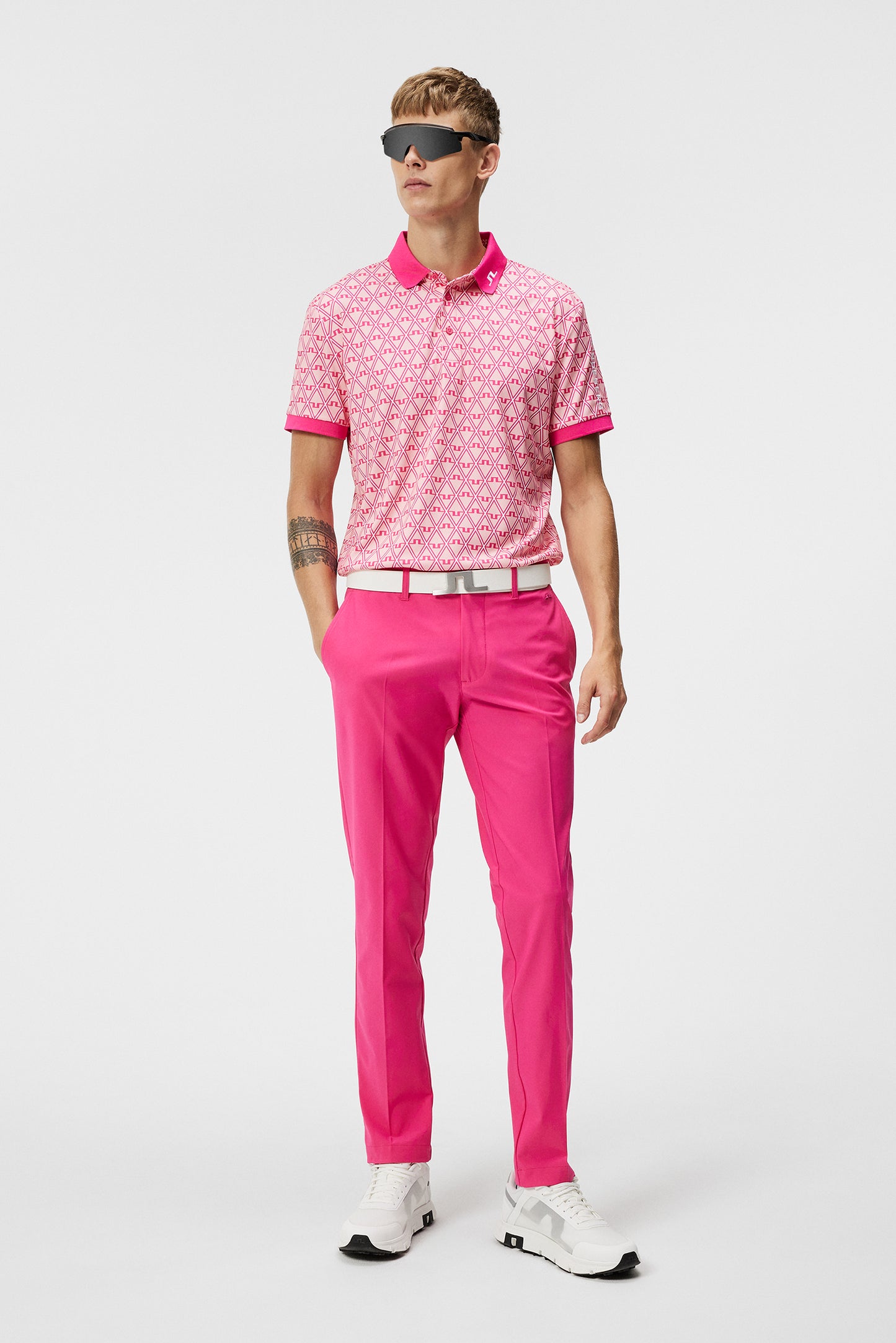 Tour Tech Reg Fit Print Polo / Geo Powder Pink