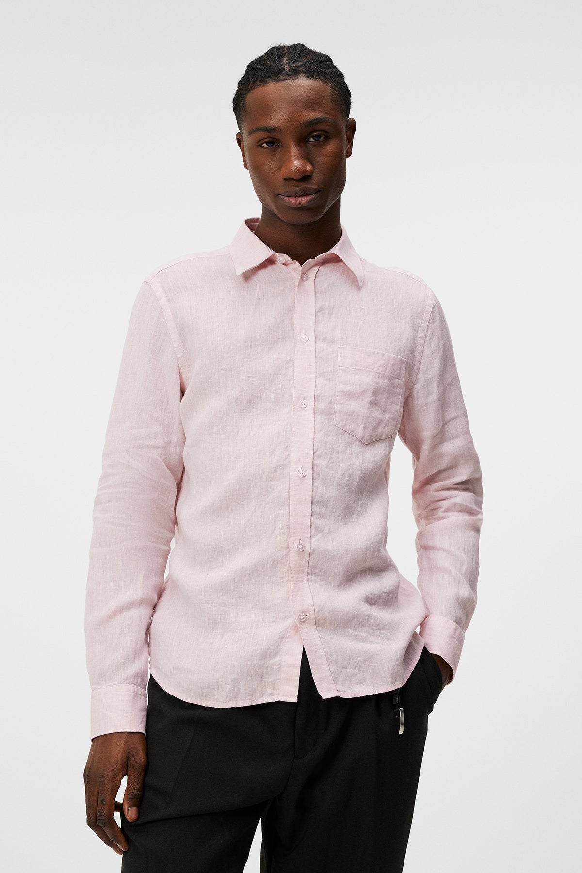 Slim LS Linen Melange Shirt / Powder Pink