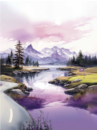 Landscape Watercolor purple L