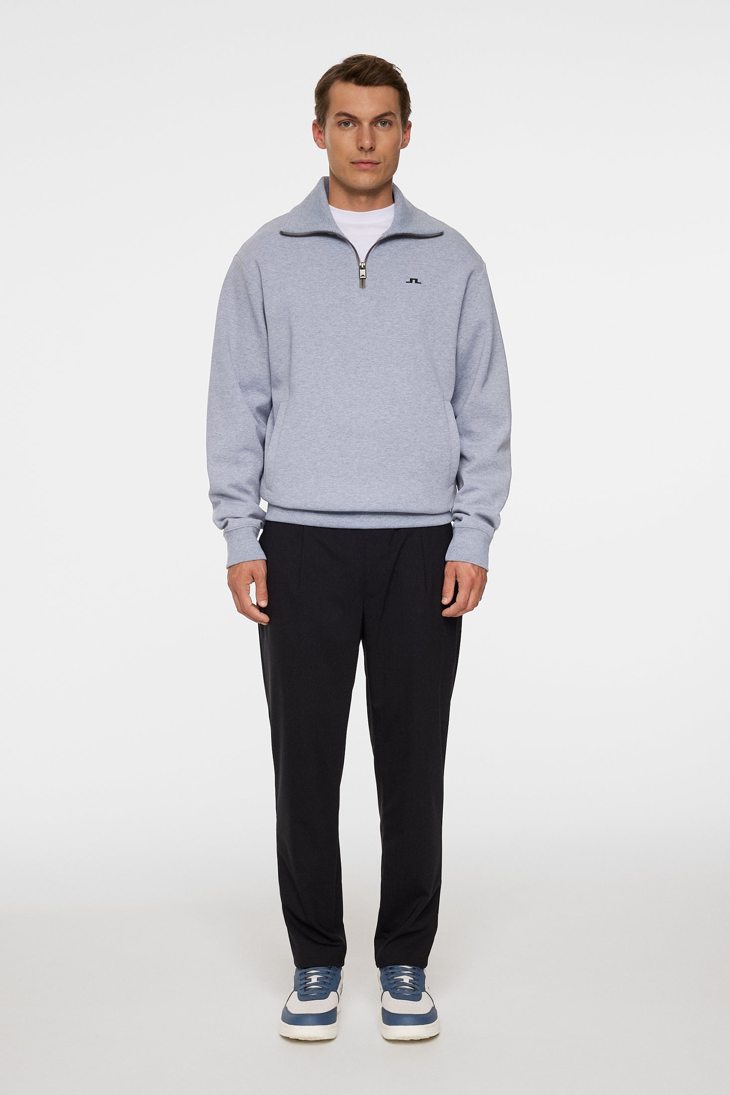 Callan quarter zip / Medium Grey Melange – J.Lindeberg EU
