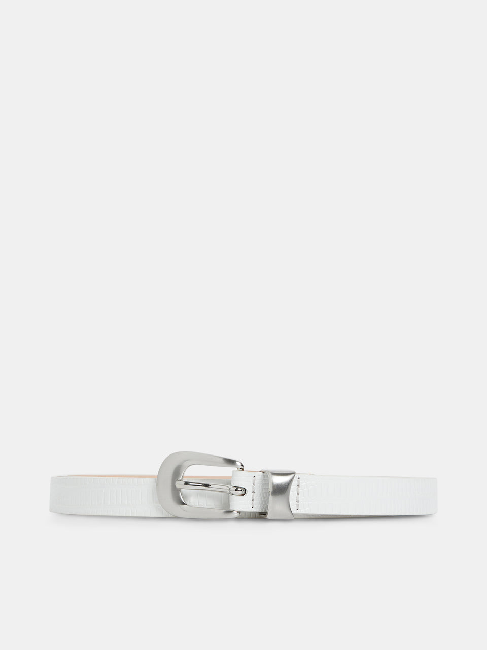 Western Leather Lizard Belt / White