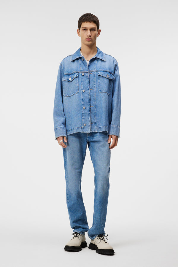Hunt Washed Denim Overshirt / Mid Blue