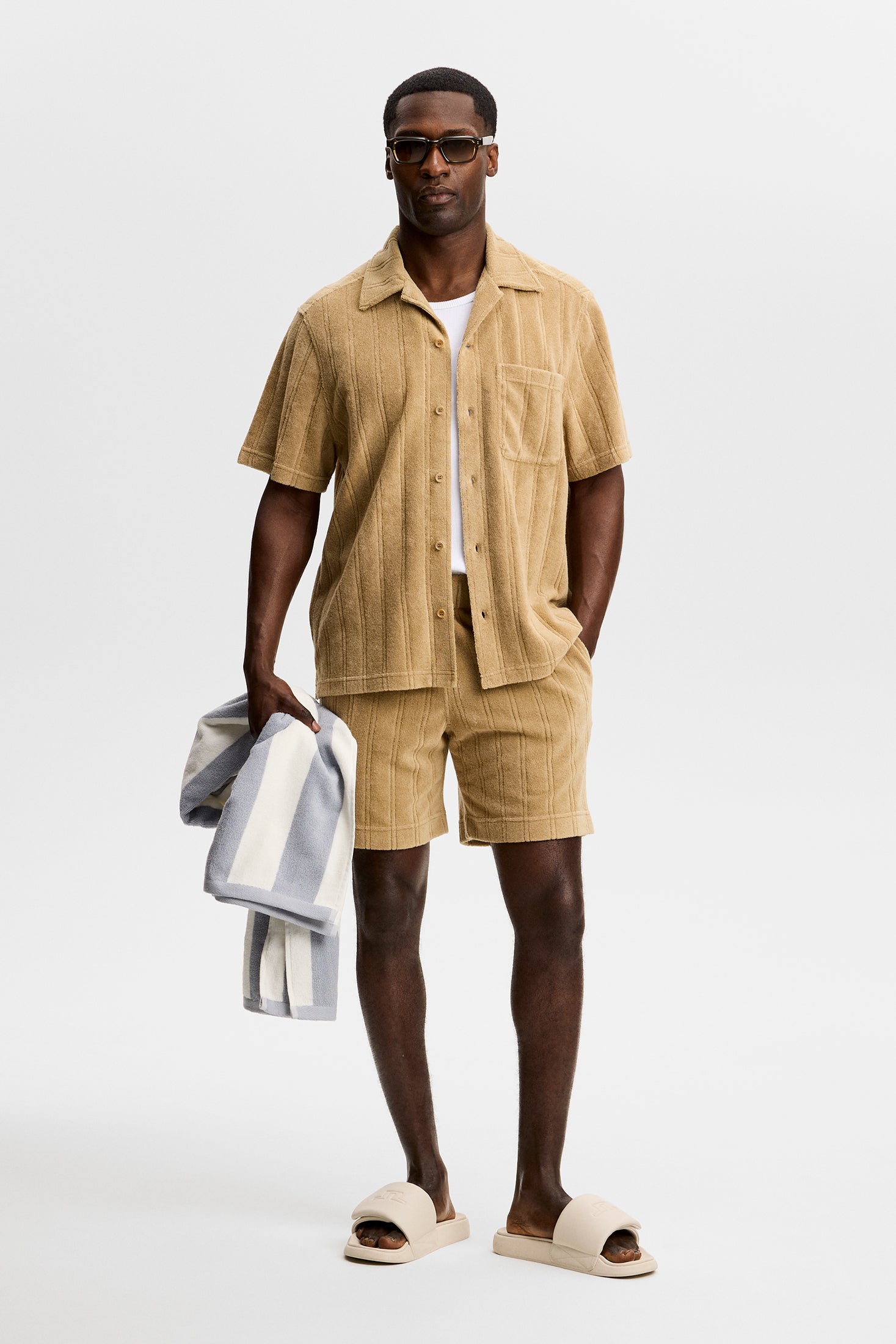Ted Stripe Terry Shirt / Kelp | J.Lindeberg Official