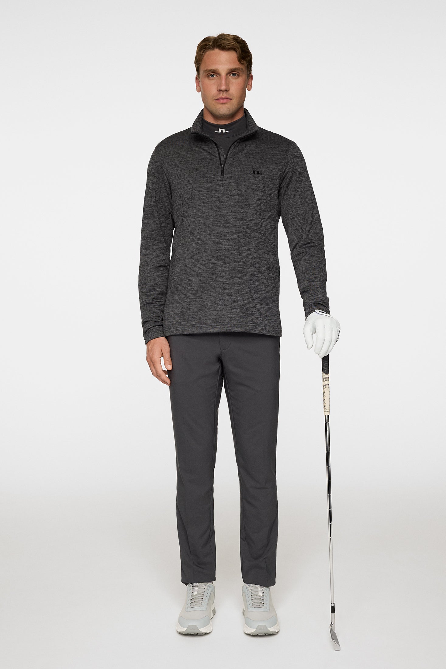 Destry Quarter Zip Mid Layer / Asphalt and Black Melange – J
