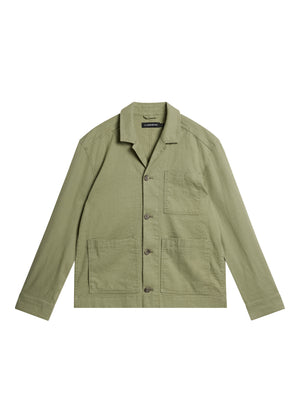 Errol Linen workwear overshirt / Oil Green