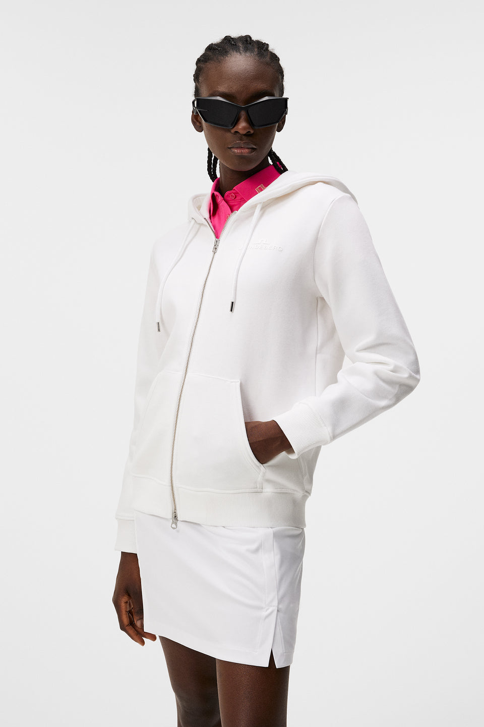 W Alpha Zip Hood / White