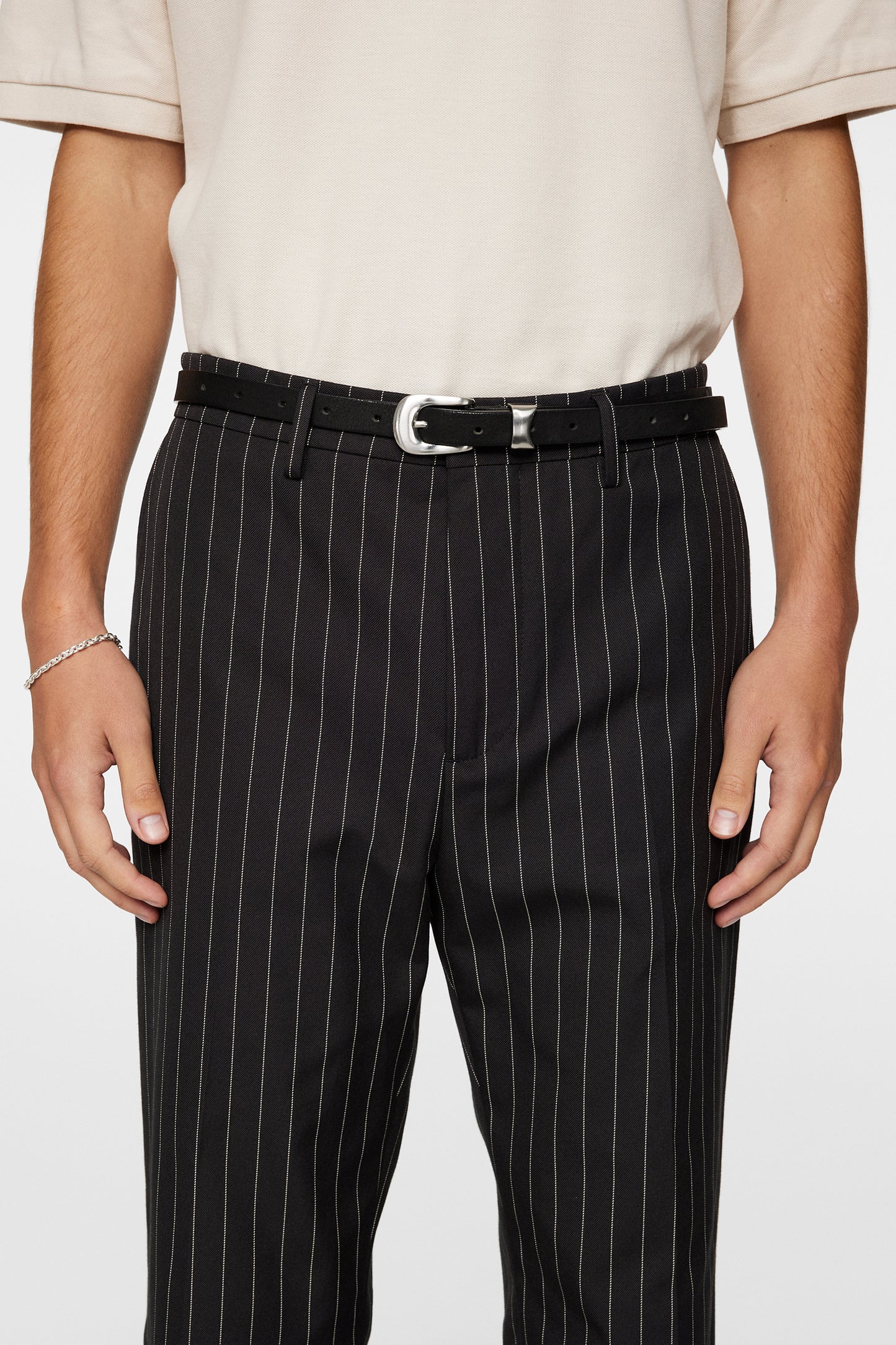 Haij Pin Stripe Pants Black – - Main Image