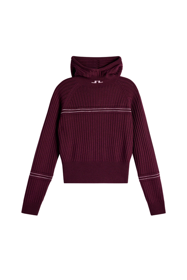 Hilda Knitted Rib Hoodie / Winetasting
