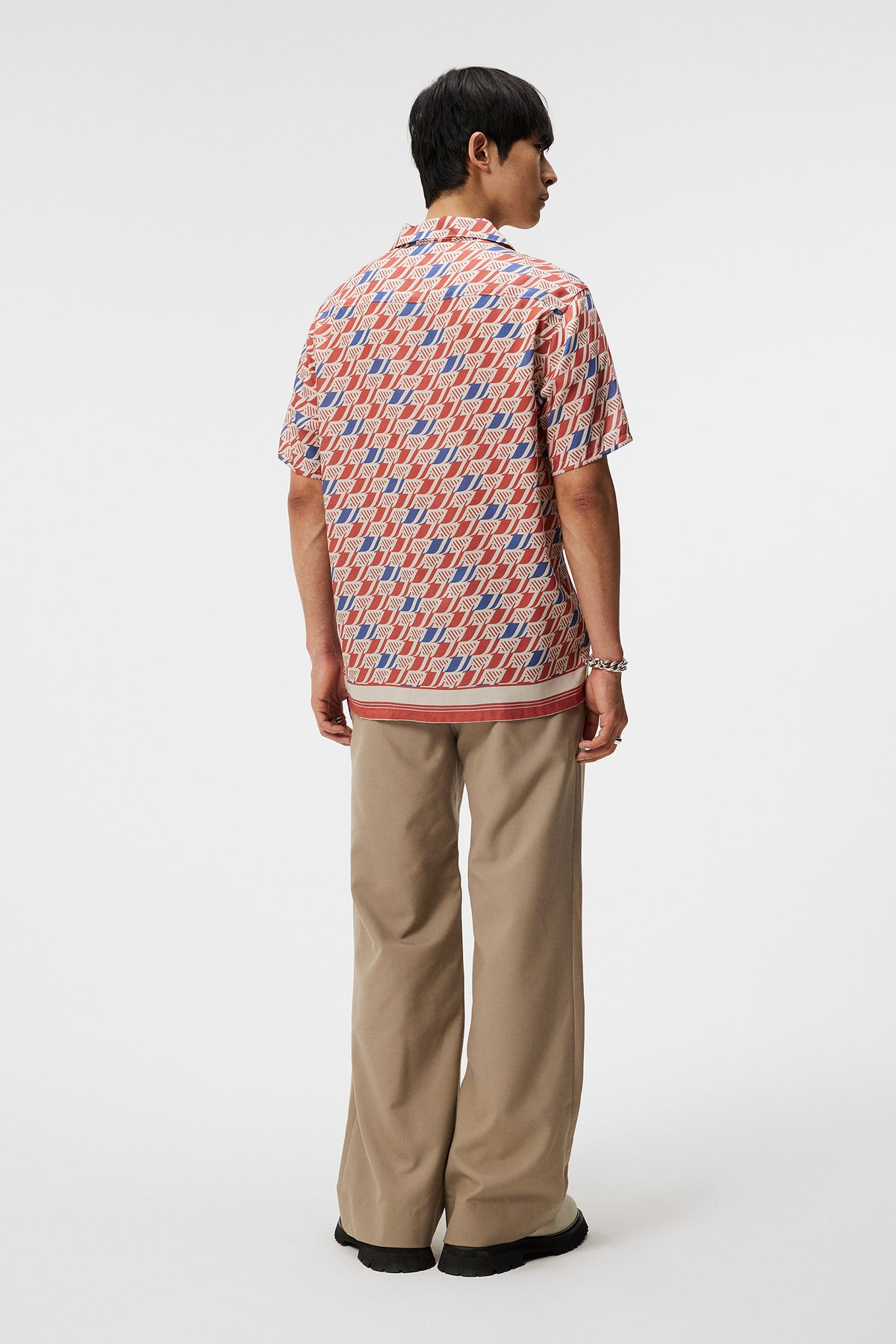 Elio Tencel Moto Print Shirt / Moto Monogram Border Cedar