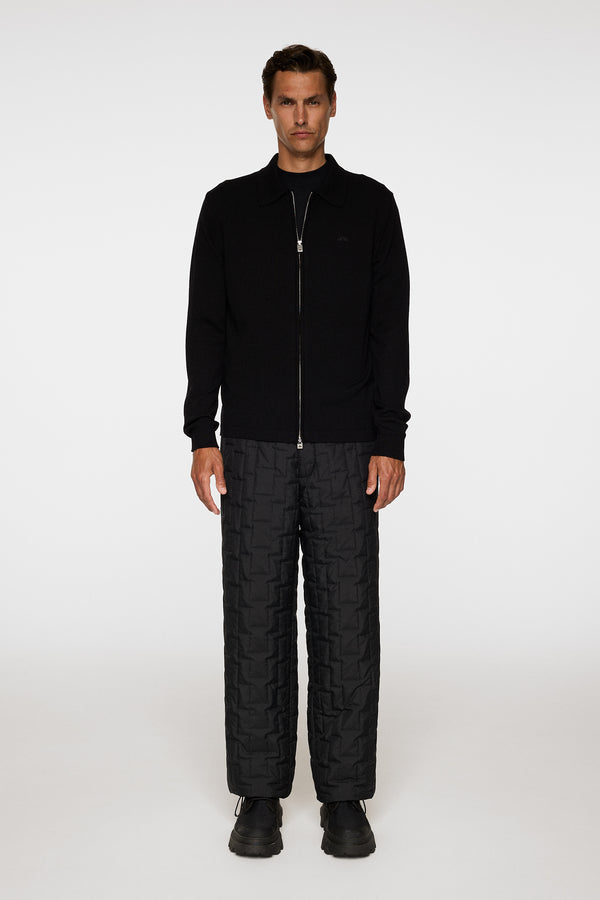 Kaleb Merino Zip Cardigan / Black