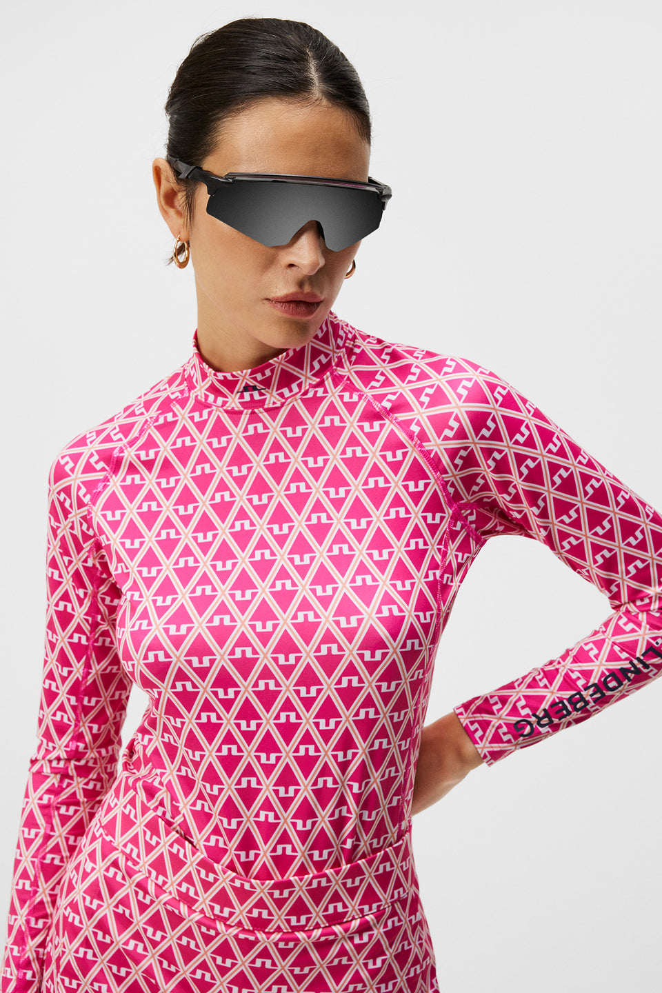 Asa Print Soft Compression Top / Geo Fuchsia Purple