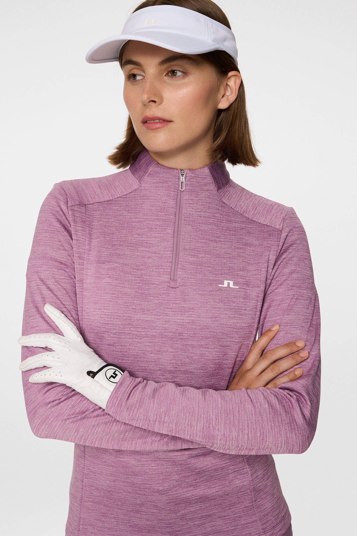 Steffi Quarter Zip Mid Layer / Very Grape Melange | J.Lindeberg