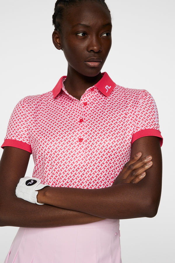 Tour Tech Print Polo / Tour Geo Pink S
