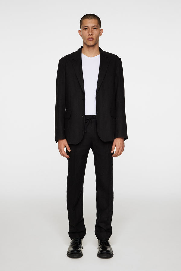 Soren Drape Linen Pants / Black