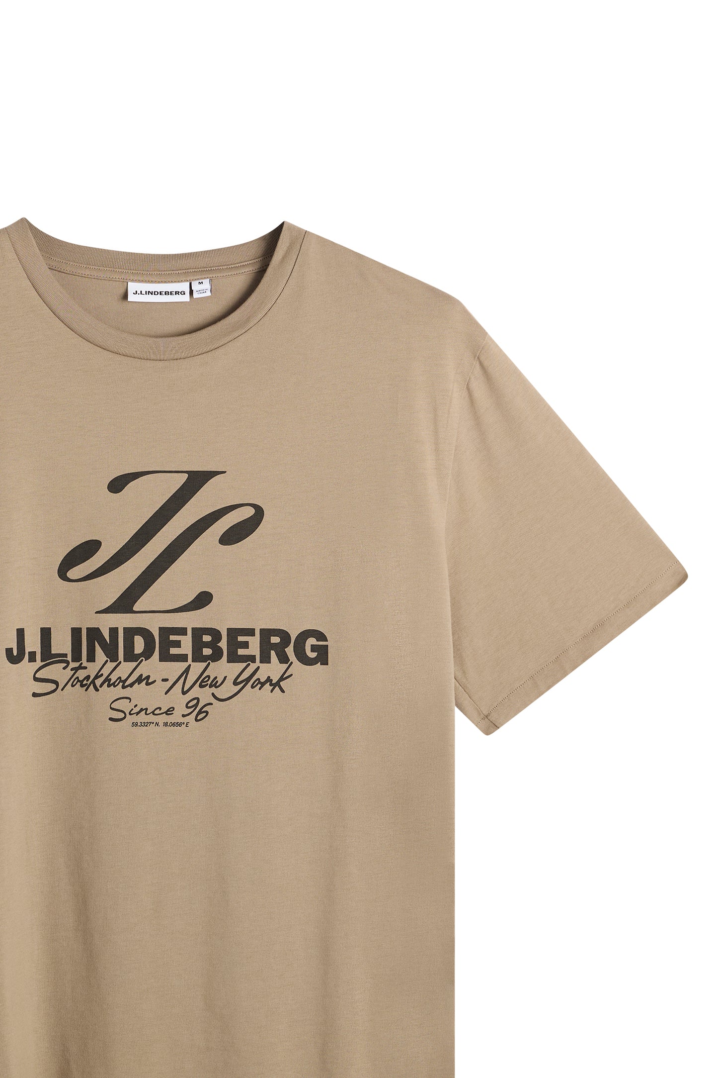 Alpha Graphic T-shirt in brindle, close-up view highlighting the chest graphic and ribbed collar.