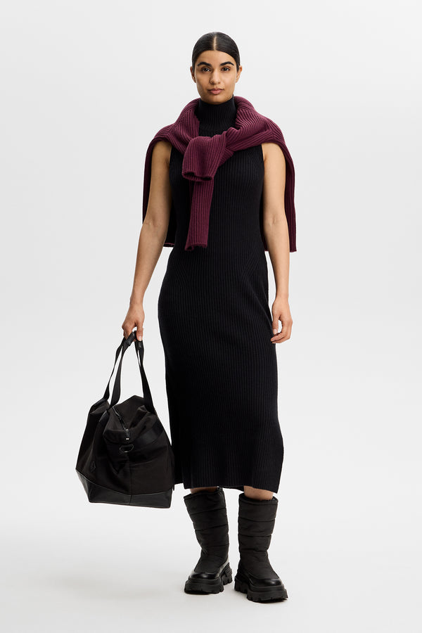 Camille Rib Knit Dress / Black