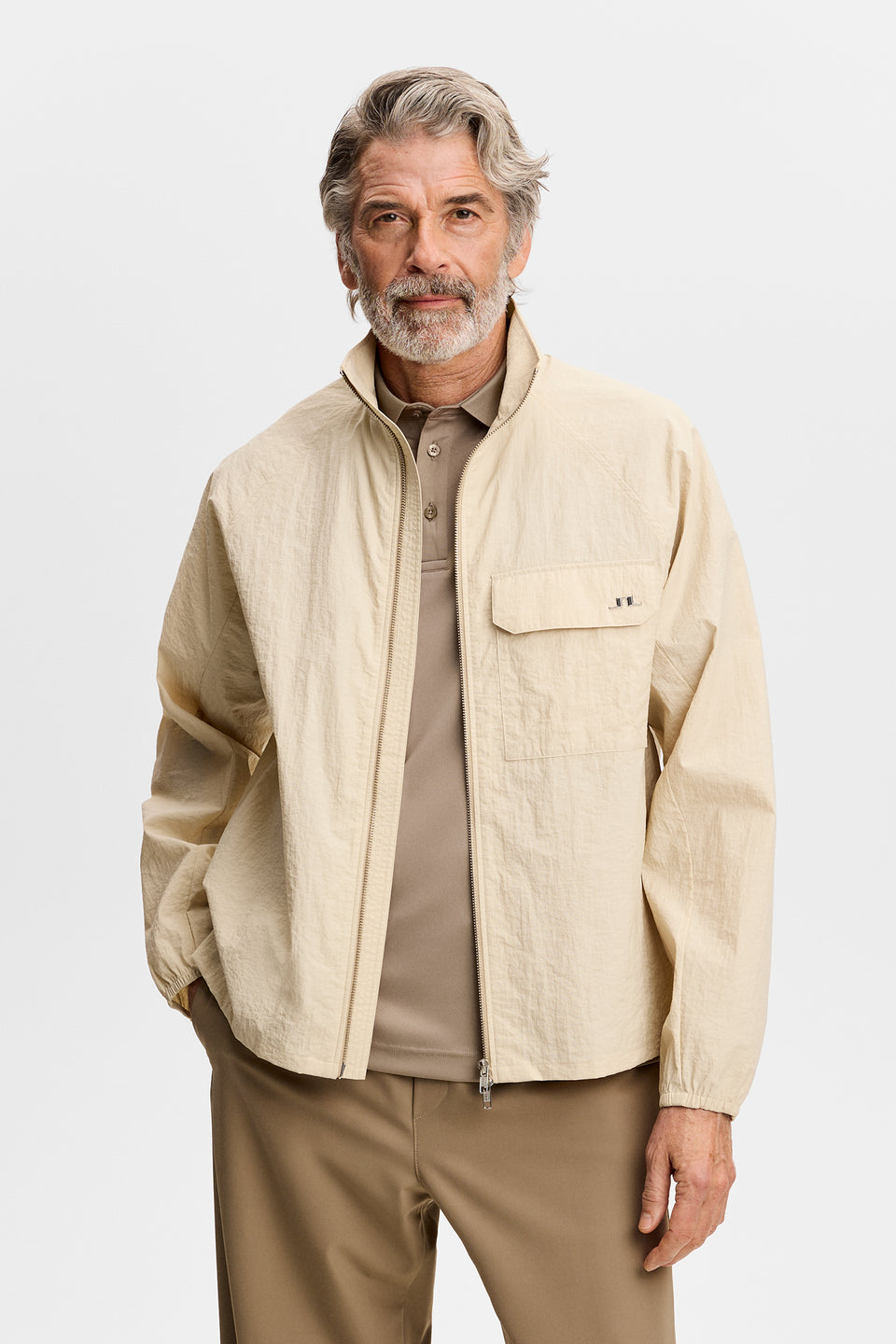 Gian Crinkle Zip Overshirt / Moonbeam