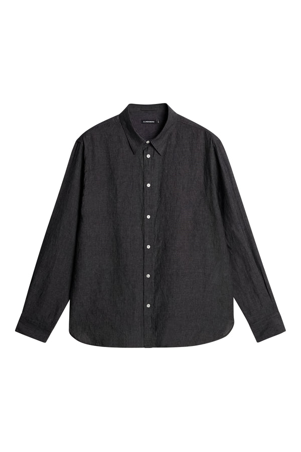 Reg LS Linen Melange Shirt / Black