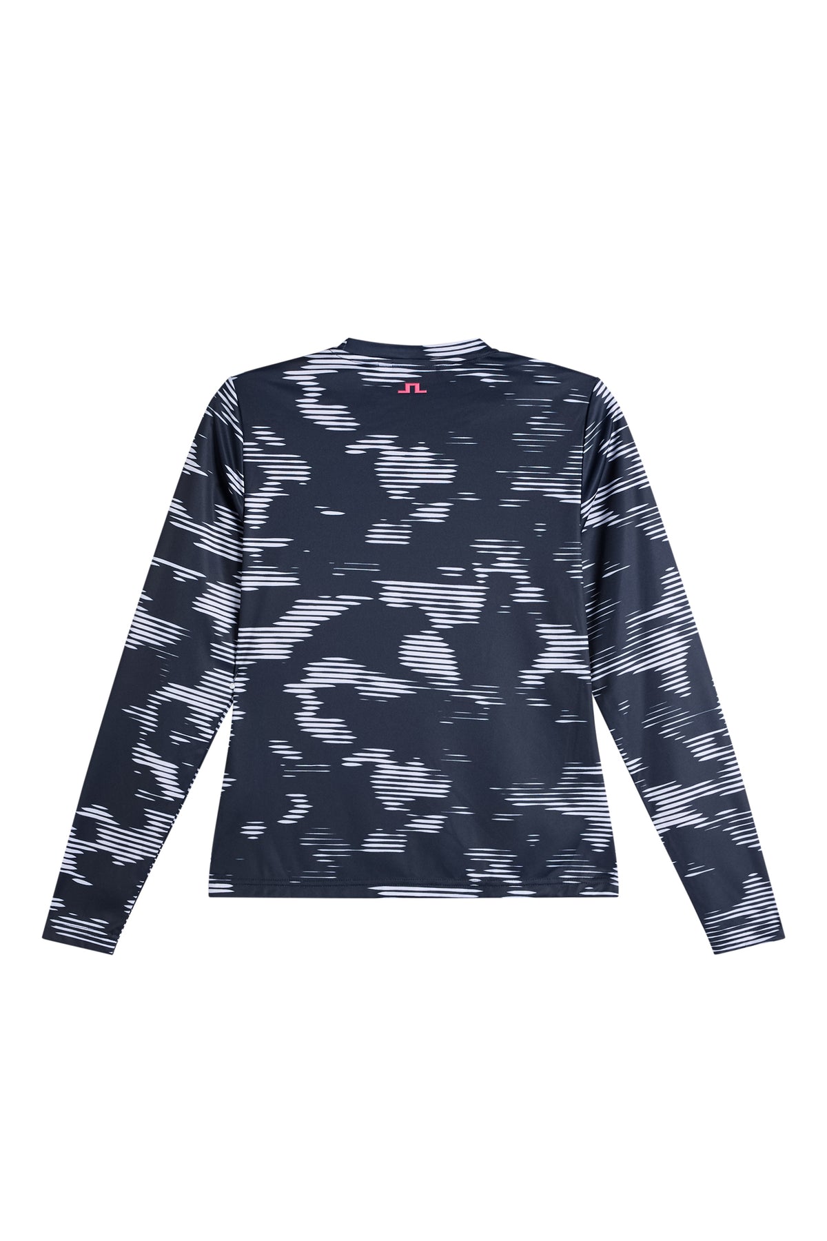 Achteraanzicht: Line LS Printed Top met all-over print, lange mouwen en roze Bridge-logo in de nek.