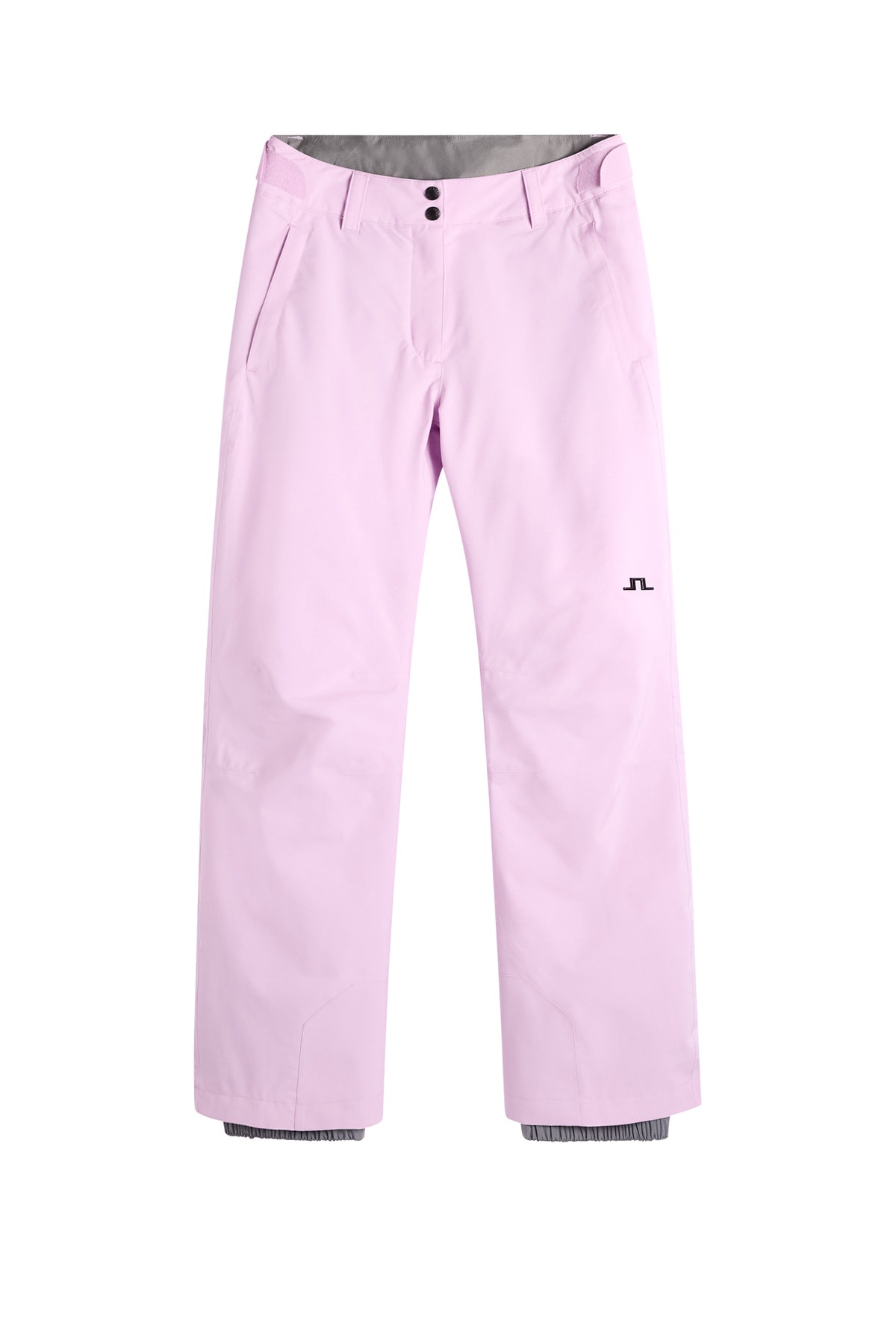 Vorderansicht: Moeva Pant in Orchid Bouquet mit Eingrifftaschen, verstellbarem Bund und Bridge-Logo am Bein.