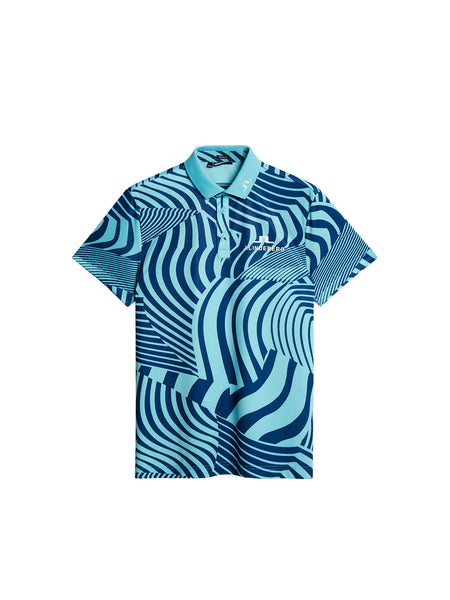 KV Tour Print Golf Polo / Dazzle Wave Blue Curacao – J.Lindeberg EU