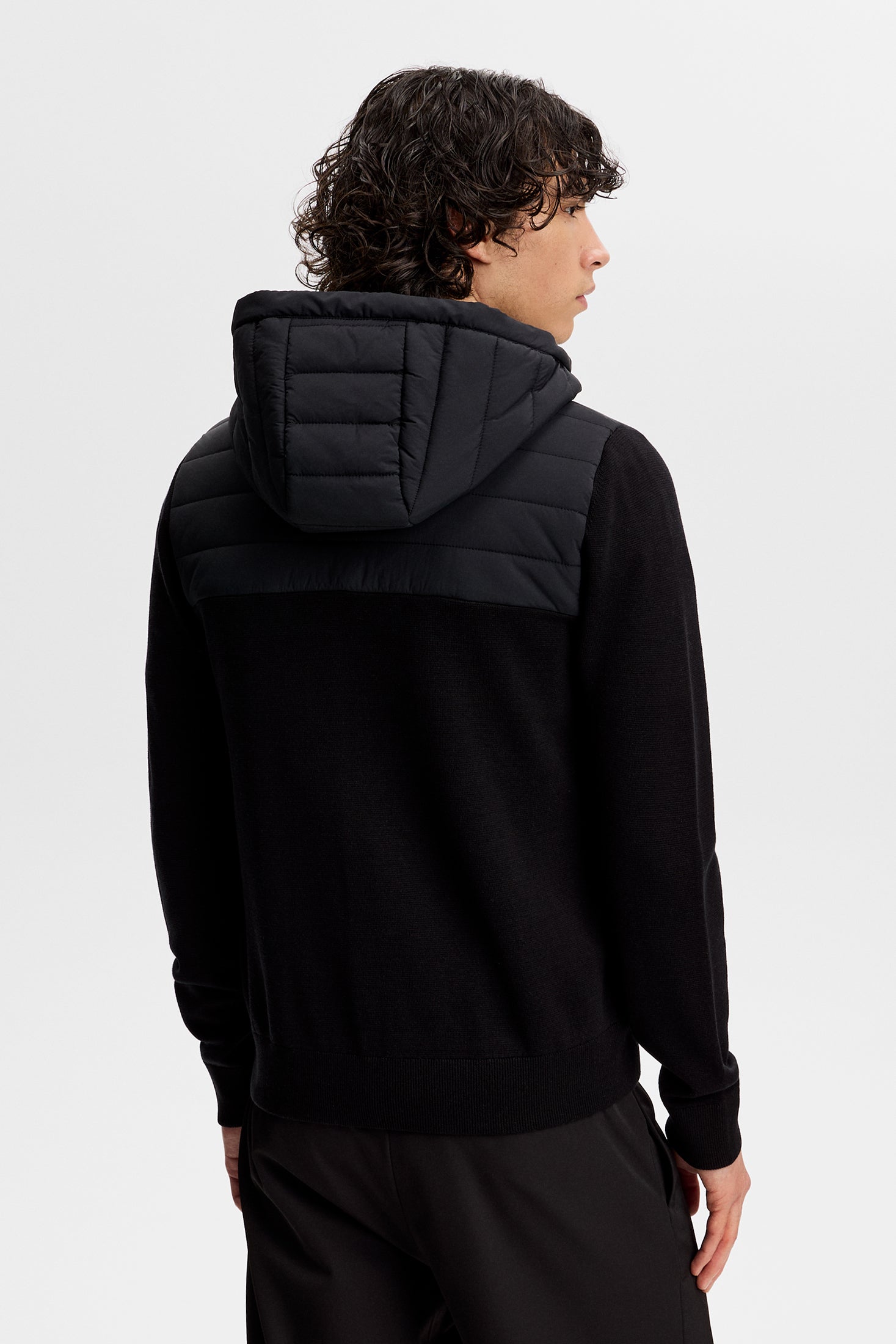 Ebbe Hybrid Knit Hoodie / Black | J.Lindeberg Official