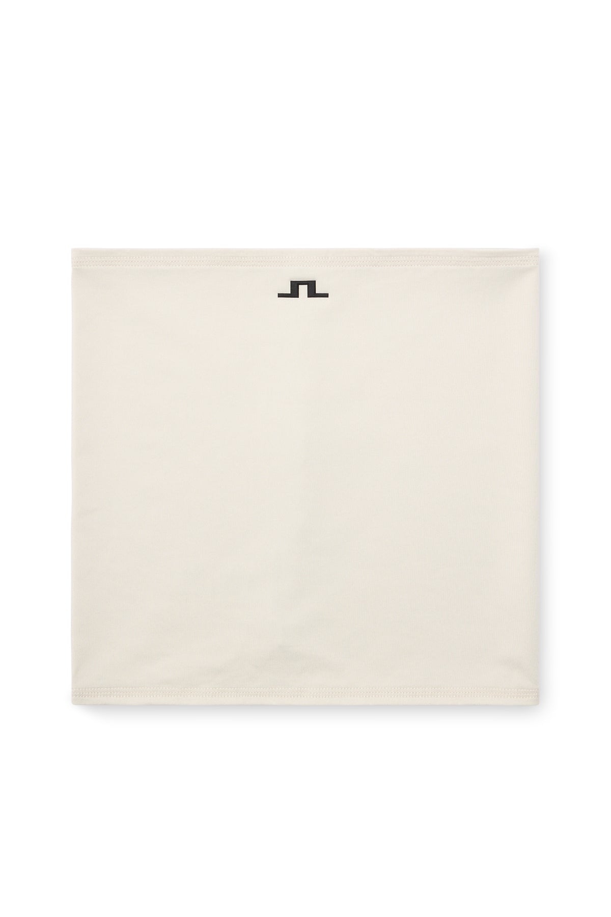 Vooraanzicht: Gebroken witte Rise Neck Gaiter met zwart Bridge-logo aan de bovenrand.