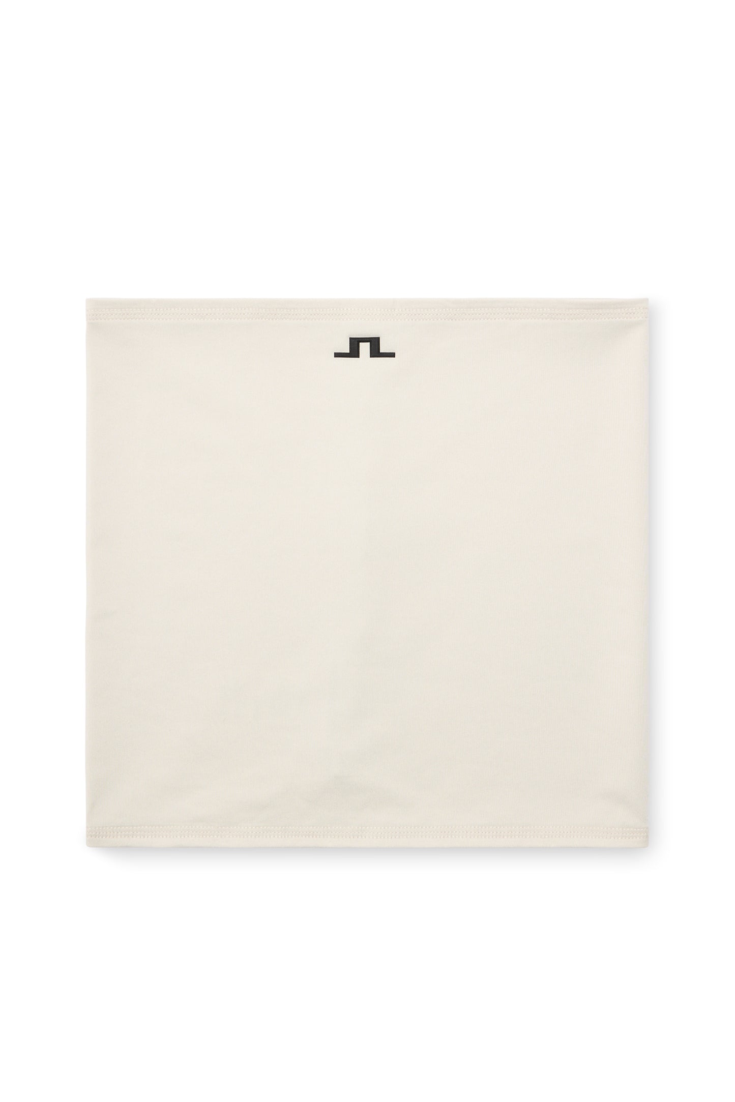 Vooraanzicht: Gebroken witte Rise Neck Gaiter met zwart Bridge-logo aan de bovenrand.