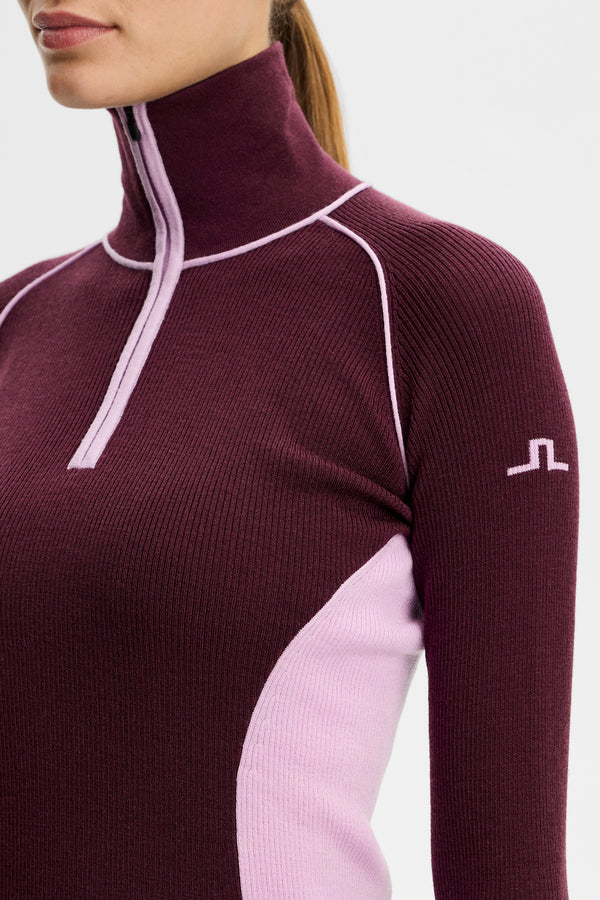 Valley Knitted Rib Quarter Zip / Winetasting